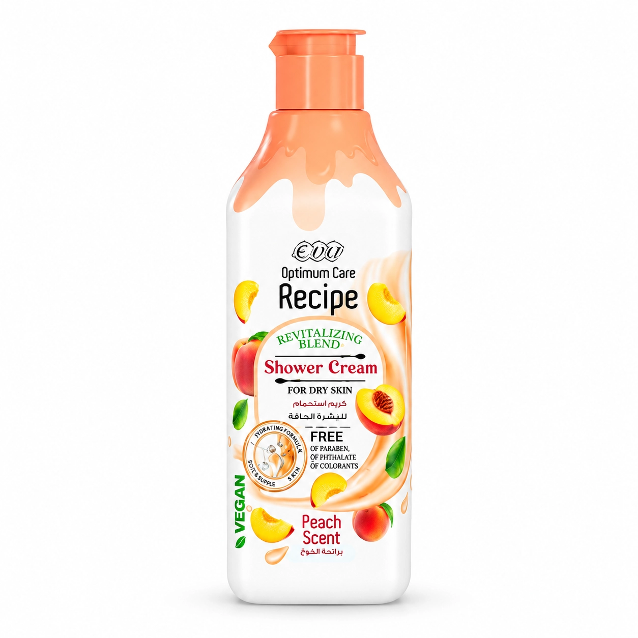 EVA Optimum Care Shower Cream Peach – sprchový krém s vůní broskve pro suchou pokožku 370 ml
