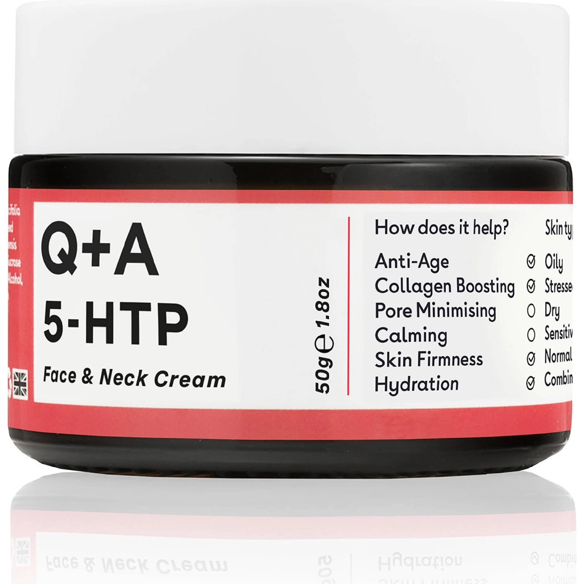 Q+A 5-HTP Face & Neck Cream – zpevňující pleťový krém na obličej a krk 50 g